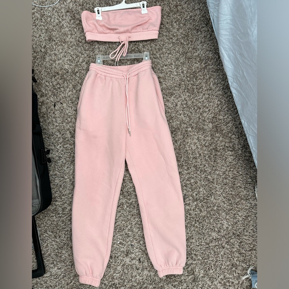 pink princess polly matching two-piece sweat set